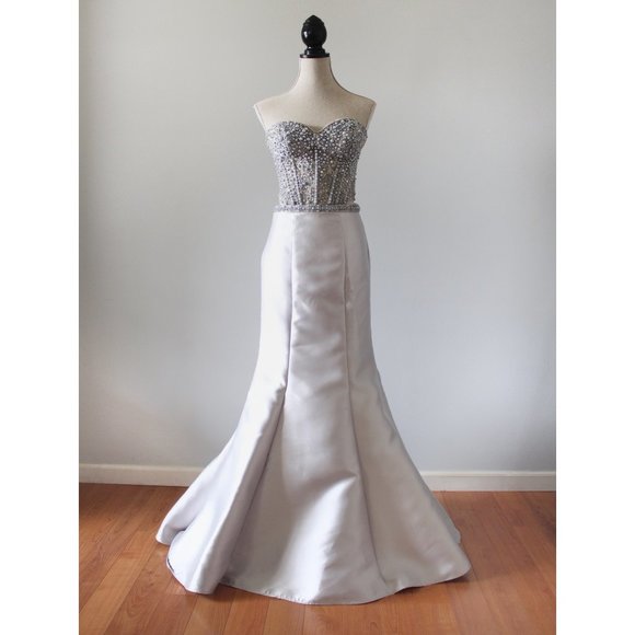 Clarisse 2-piece Prom Dress Silver/Grey - Picture 1 of 14